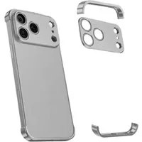 Wigento Handyhülle Für Apple iPhone 17 Pro Max Titan Rahmen Hülle Kameraschutz Grau, Ultradünn, Vier-Ecken-Schutz, Kameraschutz
