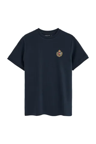 Kurzärmliges T-Shirt marineblau mit maritimem Polo Club Logo