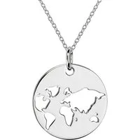 Materia Kette mit Anhänger Damen 925 Silber Globus / Weltkugel Ø15mm KA-453, 925 Sterling Silber, rhodiniert