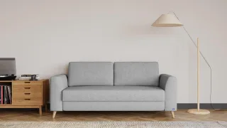 BRUNO Schlafsofa 160cm in Silver Grey Grau | Klassik | stabiles Massivholz & Boxspringkomfort