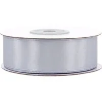 Creativery Satinband, Satinband 25mm x 25m Rolle Silber / Grau
