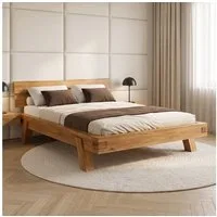 skølm Massivholzbett Hervar, Balkenbett aus Wildeiche geölt & lackiert, stabiles Bettgestell verfügbar in 140/180x200 cm, Holzbett