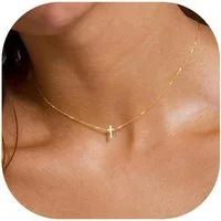 LuxusKollektion Kreuzkette Damen Kreuz Kette Gold Vergoldet Layered Choker Halskette Modeschmuck