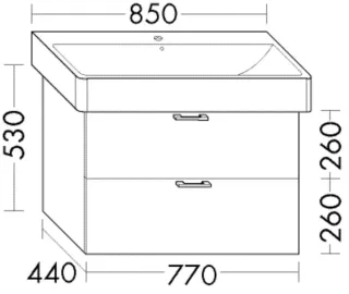 Burgbad Waschtischunterschrank Sys30 PG2 Echo 530x770x440 Anthrazit Hochglanz, WXGU077F0945 WXGU077F0945