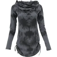 Guru-Shop Longsleeve Longshirt, Minikleid mit weiter Schalkapuze -.. alternative Bekleidung