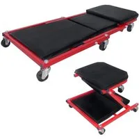 FIVMEN Werkstattwagen 2-in-1 Werkstatt Rollbrett Werkstatthocker, max. Traglast:150 kg, Werkstattliege Montageliege mit 360° Rollen bis 150 kg