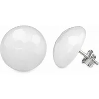 unbespielt Paar Ohrstecker Ohrringe creme-weiß 14 mm gehämmert Kunststoff Damen, Modeschmuck für Damen