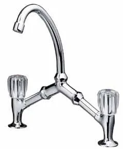 Kaja Classic Waschtisch-Standarmatur, HU-Ausl. 130 mm chrom Kronengriff, 20951-1-C 20951-1-C