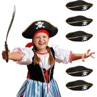 relaxdays Piraten-Kostüm Piratenhut Kinder im 6er Set