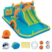 UEV Hüpfburg mit Gebläse Groß Aufblasbare Wasserpark Springburg 515x320x216cm, (XXL für Kinder von 3-10 Jahre, mit Kletterwand Sicherheitsnetz Kindergeburtstag), für Indoor und Outdoor Wasserrutsche Springen