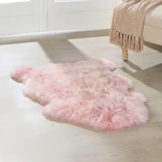 Echter rosa Schaffell-Teppich, seidig, natürlich, weich und flauschig, echte Wolle