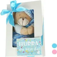 dubistda-WINDELTORTEN- Neugeborenen-Geschenkset Geschenkbox Baby Musikspieluhr BÄR + Grußkarte, Geschenk zur Geburt