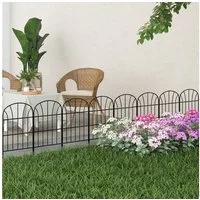 Outsunny Gartenzaun 264 x 61 cm Teichzaun, 8er Set Dekorative Zaun mit Fuß, (Metallzaun, 8-St., Steckzaun), für Balkon, Terrasse, Schwarz