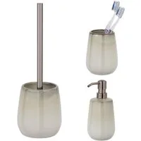 SCHÖNER WOHNEN-Kollektion Badaccessoire-Set »Marano«, Set, 3 tlg., Zahnputzbecher, Seifenspender & WC-Garnitur, Keramik mit Effektglasur