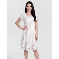 PEKIVESSA Sommerkleid Leichtes A-Linien-Kleid Volantsaum doppellagig mit Feinstrick-Futter