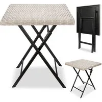 BRUBAKER Gartentisch Lugano - 58 x 58 cm Balkontisch wetterfest aus Polyrattan & Metall (1-St., Beistelltisch klappbar - Campingtisch eckig), Klapptisch für Balkon, Terrasse - Bistrotisch - Grau/Beige