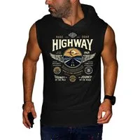 RMK Tanktop Herren Shirt Muskelshirt Gym Ärmellos mit Highway Motorrad aus Baumwolle
