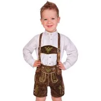 Isar-Trachten Lederhose Lederhose Kinder - MATHEO - braun/grün