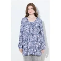Ulla Popken T-Shirt Shirt A-Linie Zierfalten Carré-Ausschnitt Langarm