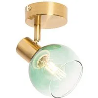 Qazqa LED Aufbaustrahler Vidro, ohne Leuchtmittel, Warmweiß, QAZQA Aufbau­spot, e14, Grün, Stahl, Art Deco