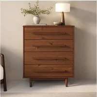 IDIMEX Kommode TECCA, Schubladenschrank mit 4 Schubladen aus Massivholz Kastanie Finish