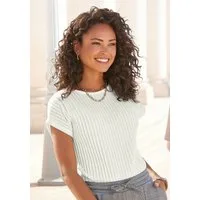 LASCANA Kurzarmshirt mit Biesenstruktur, bügelfreies T-Shirt aus moderner Strukturware