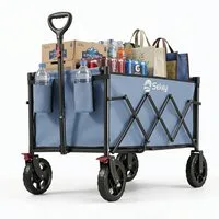Sekey Bollerwagen Ultraleicht Faltbarer Handwagen Transportkarre bis zu 80kg / 100kg, 100 KG / 120 L Einkaufswagen Campingwagen mit Höhenverstellbarem Griff