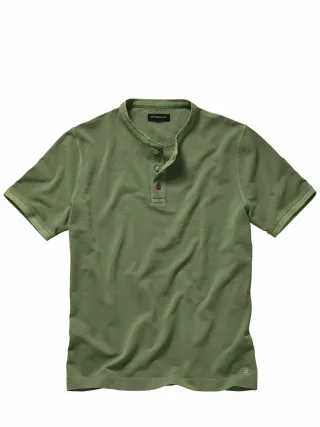 Mey & Edlich Herren Stehkragen-Polo Grün 100 % Baumwolle