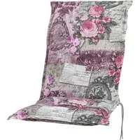 KETTtex Sesselauflage Mittellehner Florence 0798 rosa-grau Blumen Landhaus 110x50x8 cm