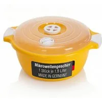 Lantelme Mikrowellenbehälter Mikrowellenschüssel 1,8 Liter gelb stapelbar, Kunststoff, (1-tlg., Für Mikrowelle, Gefrier- und Kühlschrank, Picknick), Schüssel Dampfventil, Spülmaschinengeeignet, Deutsche Herstellung