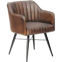 Massivmoebel24 Polsterstuhl IRON LABEL (braun Echtleder (Büffel) Eisen), 54 x 76 x 61 cm IRON LABEL #11