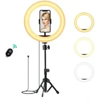 AUKEY Ringlicht 10-Zoll-Dimmbar Ringlicht 360-Grad-universeller Telefonhalter