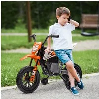 AIYAPLAY Elektro-Kindermotorrad 12V, mit Musik, abnehmbar Trainingsrädern, 2,4-5 km/h, Belastbarkeit 30 kg, (1-tlg), für 3-6 Jahre Kinder, max. 30 kg, Orange
