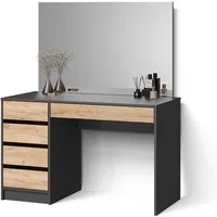 Livinity® Schminktisch Imola, Anthrazit/Goldkraft Eiche, 120 cm (2-St)