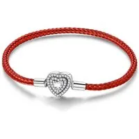 PANDACHARMS Charm-Armband Rotes Charm Armband Forever & Always Herz, 16-21cm, Verschluss Silber