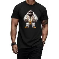 Banco T-Shirt Herren Gorilla Frontprint Streetwear Regular Fit mit großem Gorilla-Frontprint und goldfarbenen Details