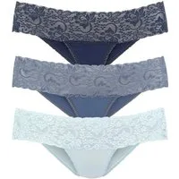 Vivance Brasilslip (3er-Pack) aus elastischer Baumwolle mit floraler Spitze