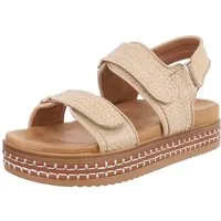 Ital-Design Modische Sommer-Sandalen mit verstellbaren Riemen Plateausandaletten (89542908) Flach Plateausandaletten in Beige