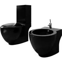 vidaXL Bidet Stand-WC & Bidet Set Schwarz Keramik