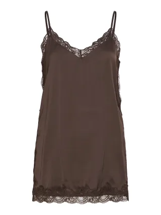 VILA - VIONARA LACE SINGLET/SPI Coffee Bean - Gr. - 38