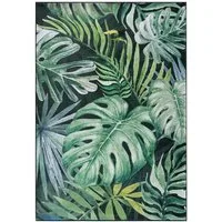 Mazovia Designteppich Modern Teppich Wohnzimmerteppich Monstera Blattmuster Grün, 80 x 150 cm, Fußbodenheizung, Allergiker geeignet, Rutschfest