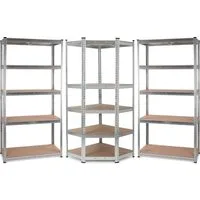 Stagecaptain Schwerlastregal Lager-Eckregal Extended Set - 2 x gerade Regale & 1 x Eckregal, Tragkraft pro Boden: 175 kg, gesamt 875 kg je Regal