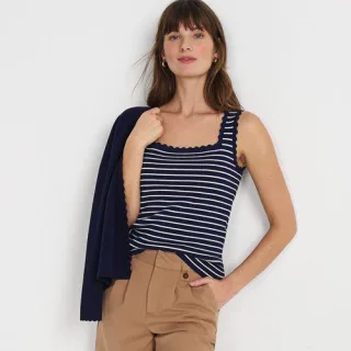 Top mit Muschelrand für Damen, Damen, size: regular, Blau, Viskose/Viskose-Mischung/Polyester-Mischung, by Lands' End