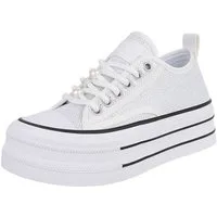 Ital-Design Stylische Plattform-Sneaker mit Perlen-Details für Damen Sneaker (91117308) Flach Sneakers Low in Weiß