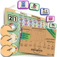 Kleinglück Magnettafel Wochenplaner Kinder Magnettafel Lernplaner für Kinder mit Magneten