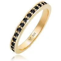 Elli Fingerring Memoire Glas Kristalle Weiß 925 Silber vergoldet
