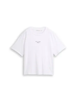 Denim Tom Tailor - Boxy Fit T-Shirt mit Stickerei white - Gr. - M