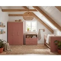roba® Babyzimmer-Komplettset Jimmy - 3-teiliges Komplettzimmer - MADE IN EUROPE, (Set, Babybett 70 x 140 cm, Wickelkommode Schublade & Fach, Kleiderschrank), aus Holz - Klassisches Design - moderne Farben - Kinderzimmer Set