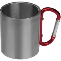 Macma Tasse Doppelwandige Tasse aus Edelstahl mit Karabinerhaken / Farbe: silber-r
