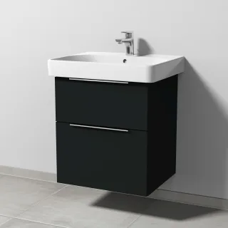 Sanipa 3way Waschtischunterbau zu Geberit Smyle Square Waschtisch mit 2 Auszügen, Vulkan-Matt UP6701V